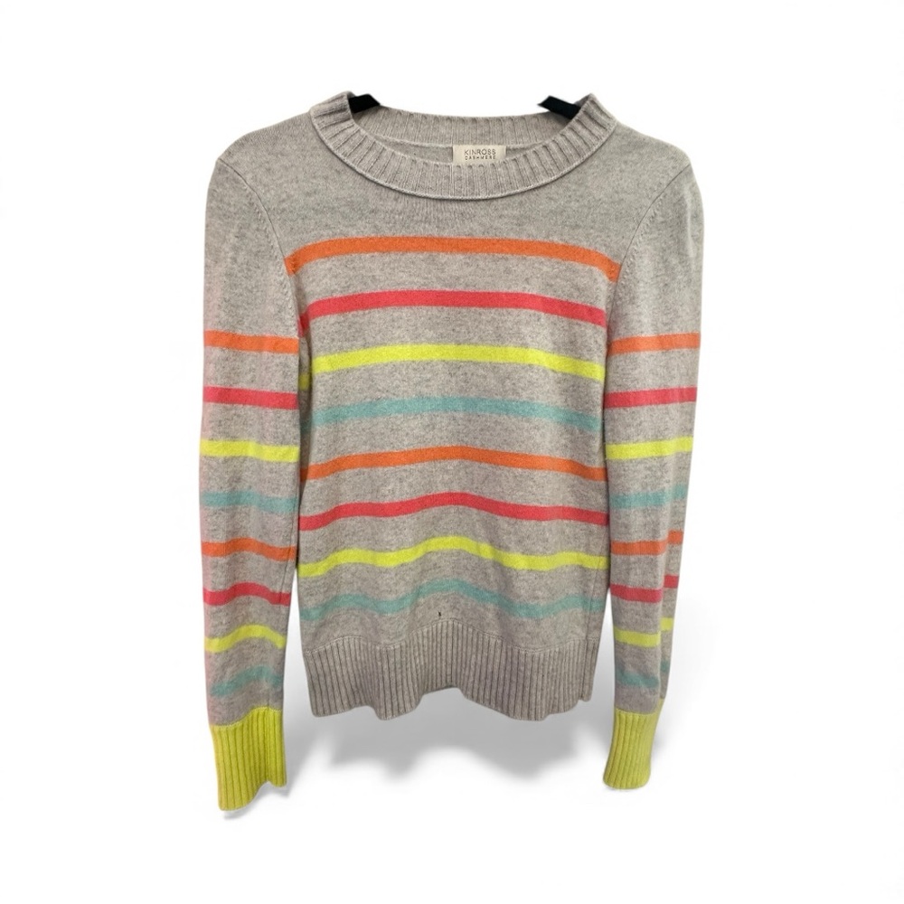 Kinross Multicolor Striped Crew Neck Sweater XS (Small fixable hole see photos)